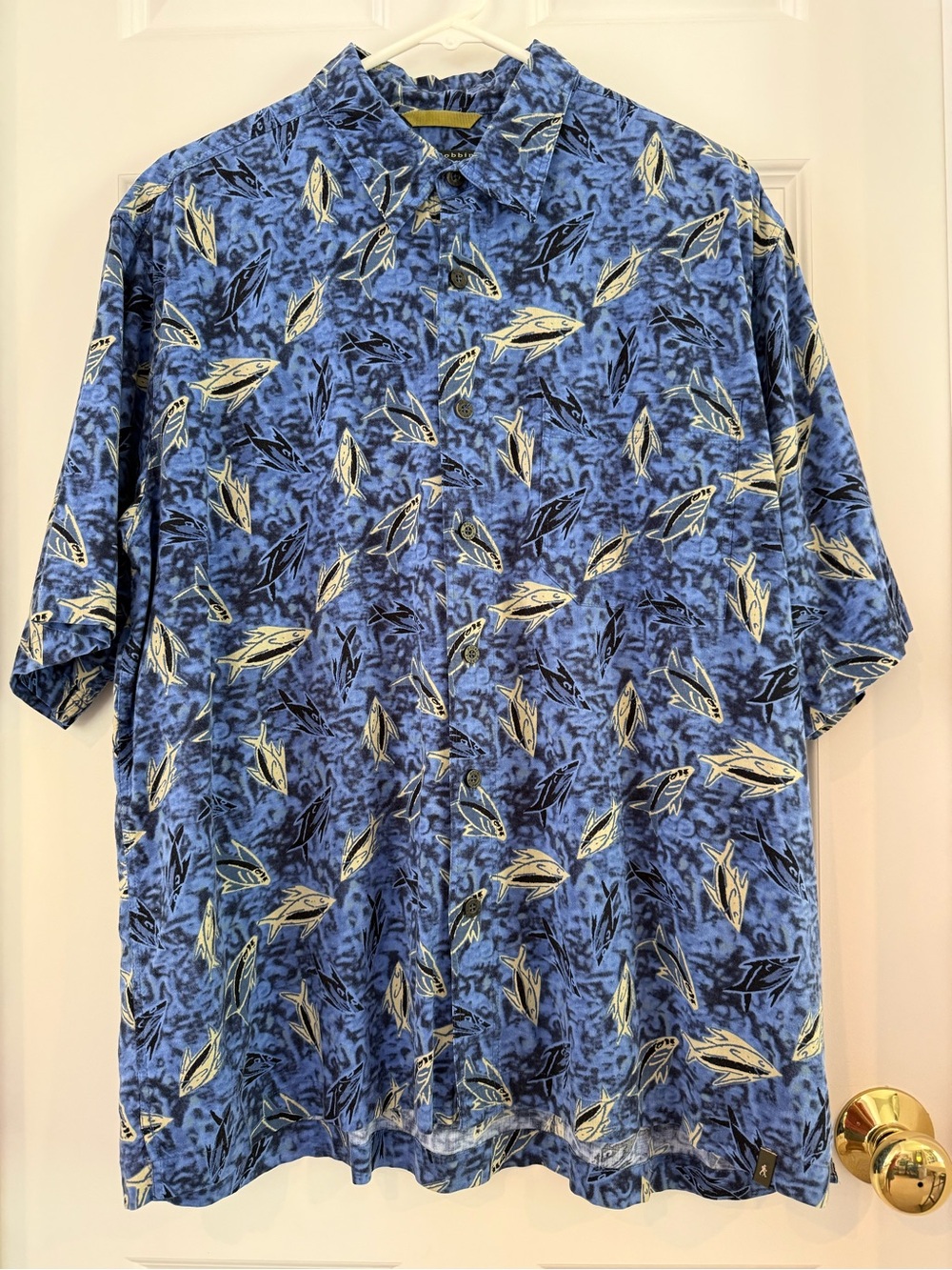 Royal Robbins Blue Short-Sleeve Printed Button-Down Shirt Size L
